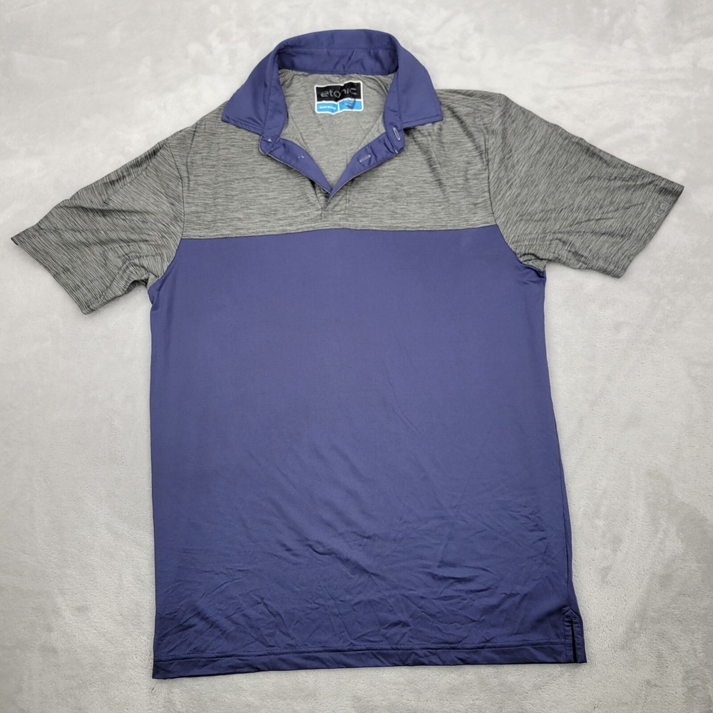 Etonic Shirt Men Small Golf Polo Performance Wicking Club Pro‎ Blue Grey Adult